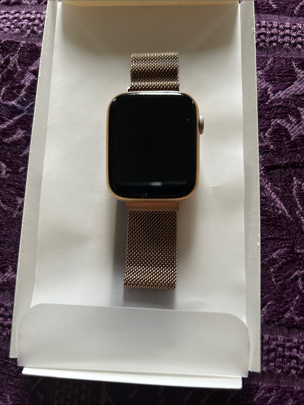 Gold Smartwatch with Gold Milanese Mesh Band